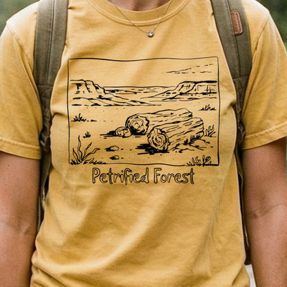 Petrified Forest Line Drawing Cotton T-Shirt
