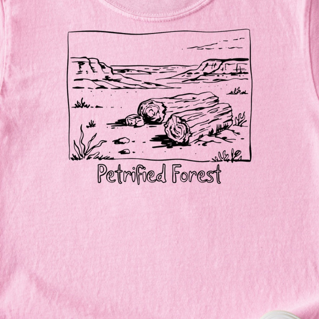 Petrified Forest Line Drawing Kids Cotton T-Shirt