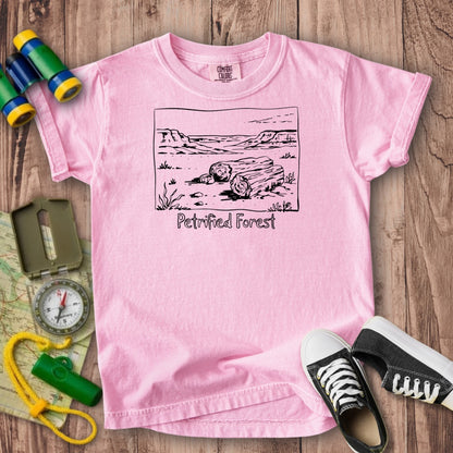Petrified Forest Line Drawing Kids Cotton T-Shirt