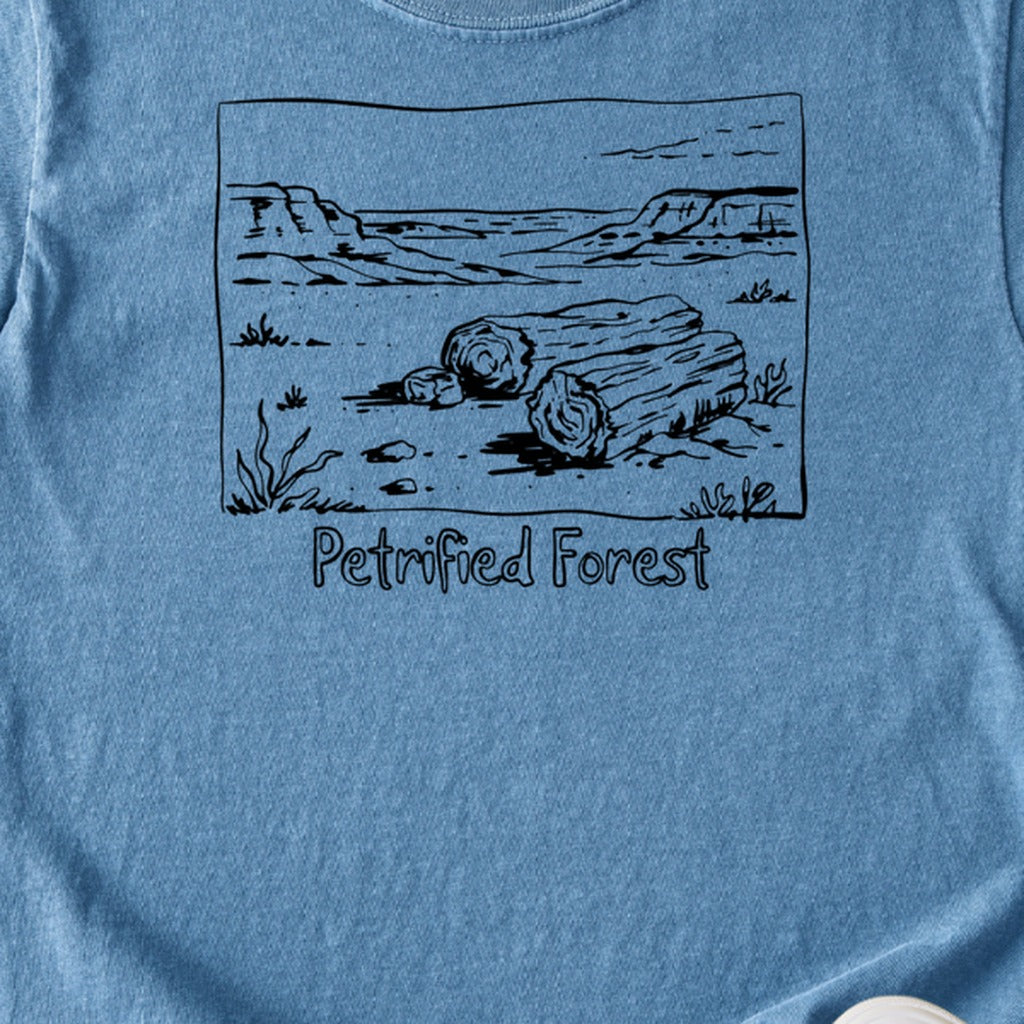 Petrified Forest Line Drawing Kids Cotton T-Shirt