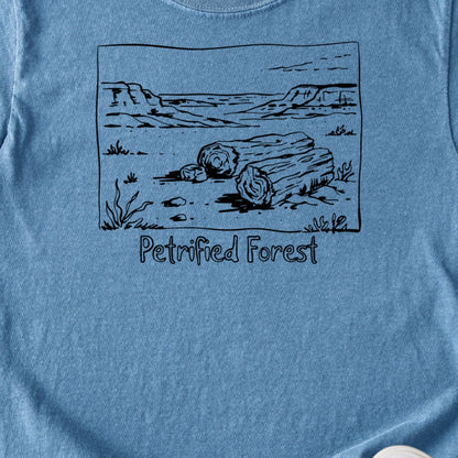 Petrified Forest Line Drawing Kids Cotton T-Shirt