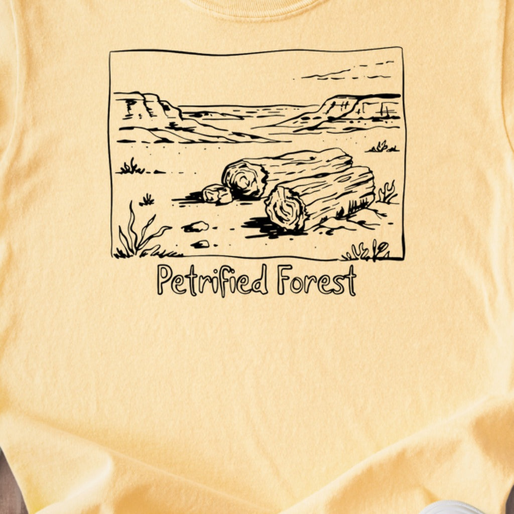 Petrified Forest Line Drawing Kids Cotton T-Shirt