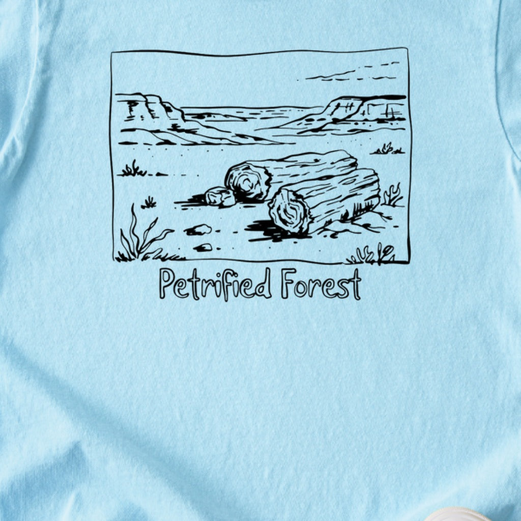 Petrified Forest Line Drawing Kids Cotton T-Shirt