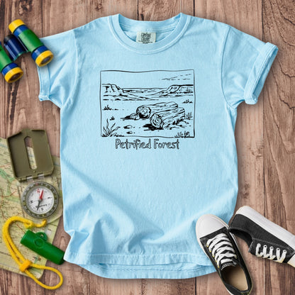 Petrified Forest Line Drawing Kids Cotton T-Shirt