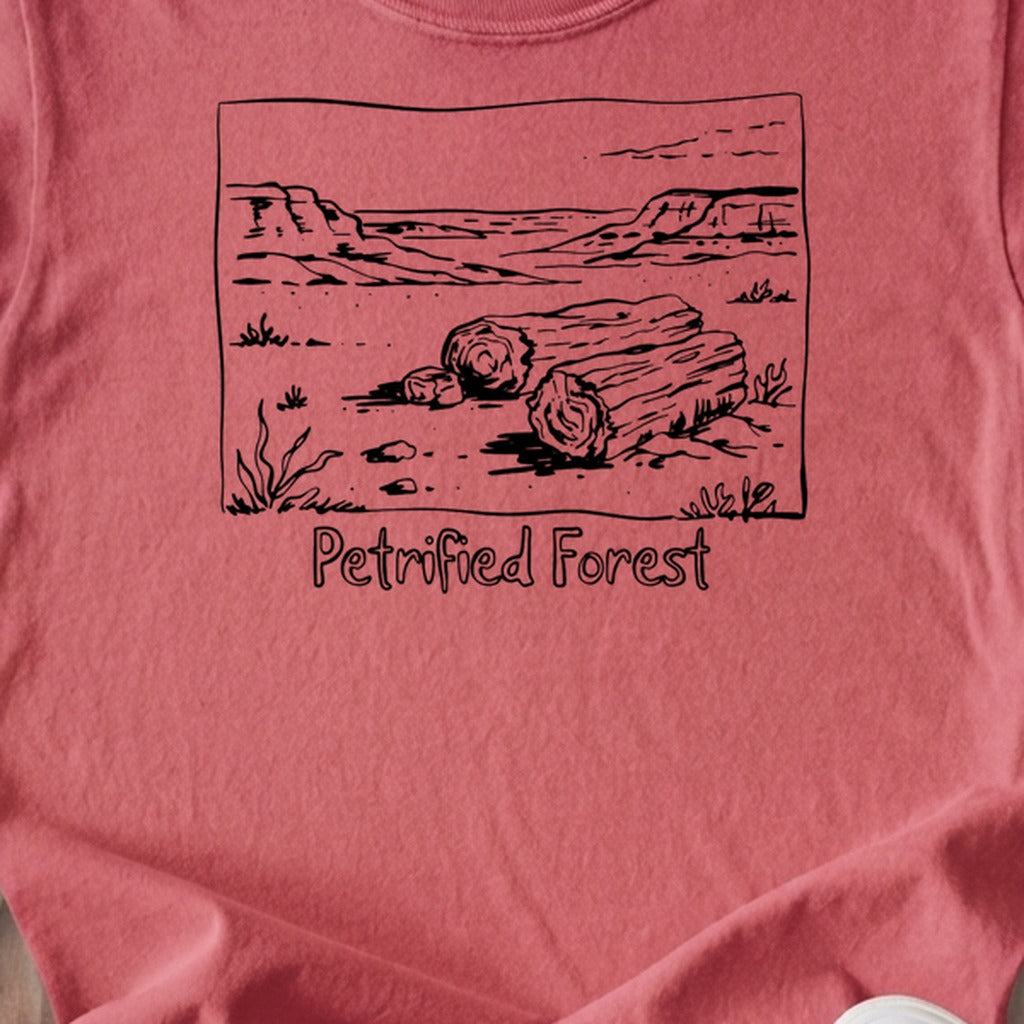 Petrified Forest Line Drawing Kids Cotton T-Shirt