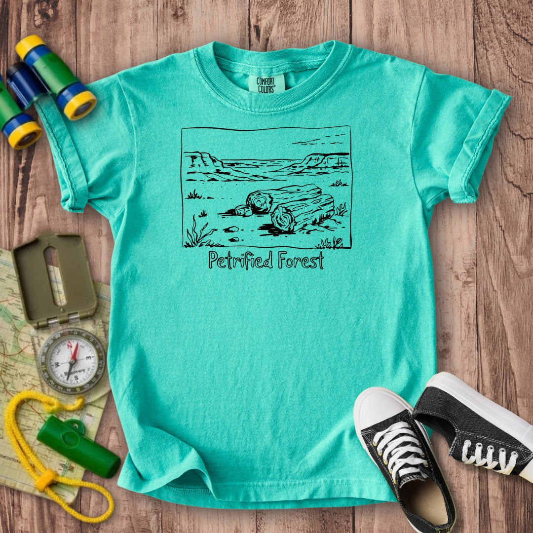 Petrified Forest Line Drawing Kids Cotton T-Shirt