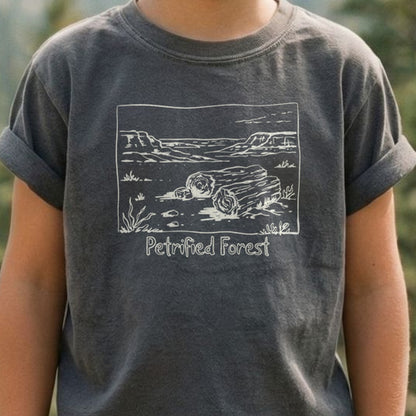 Petrified Forest Line Drawing Kids Cotton T-Shirt