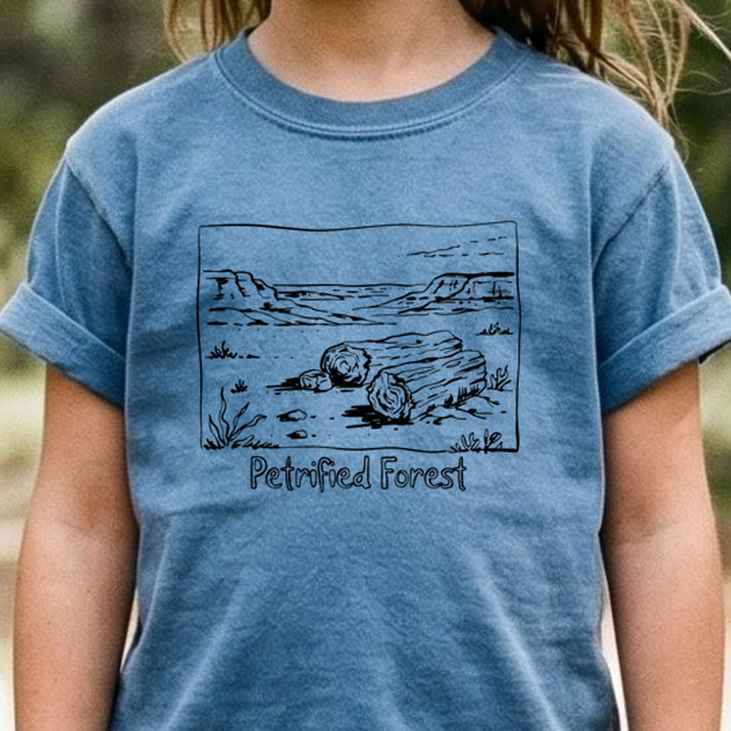 Petrified Forest Line Drawing Kids Cotton T-Shirt