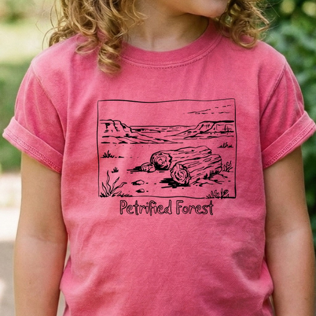 Petrified Forest Line Drawing Kids Cotton T-Shirt