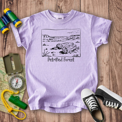 Petrified Forest Line Drawing Kids Cotton T-Shirt
