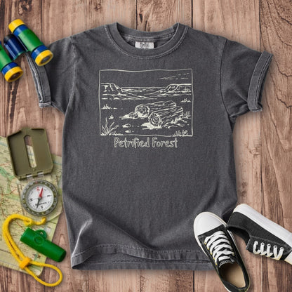 Petrified Forest Line Drawing Kids Cotton T-Shirt