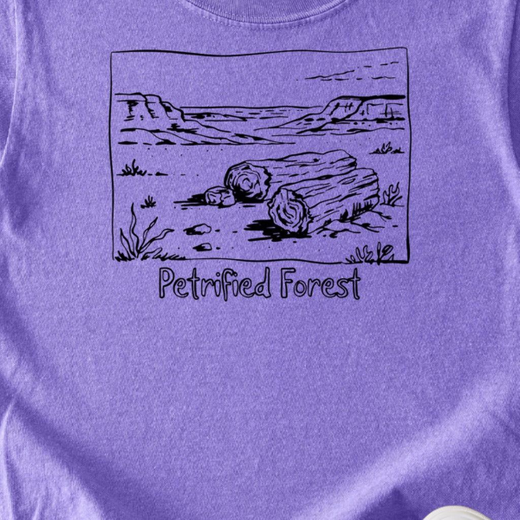 Petrified Forest Line Drawing Kids Cotton T-Shirt