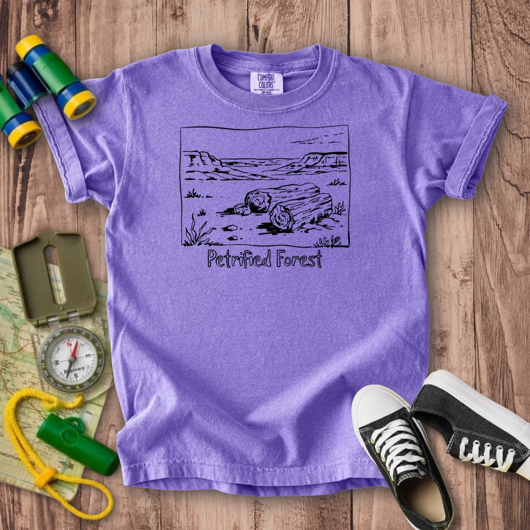 Petrified Forest Line Drawing Kids Cotton T-Shirt