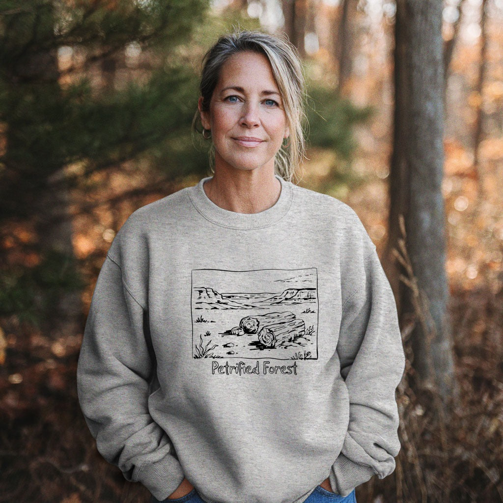 Petrified Forest Line Drawing Crewneck Sweatshirt