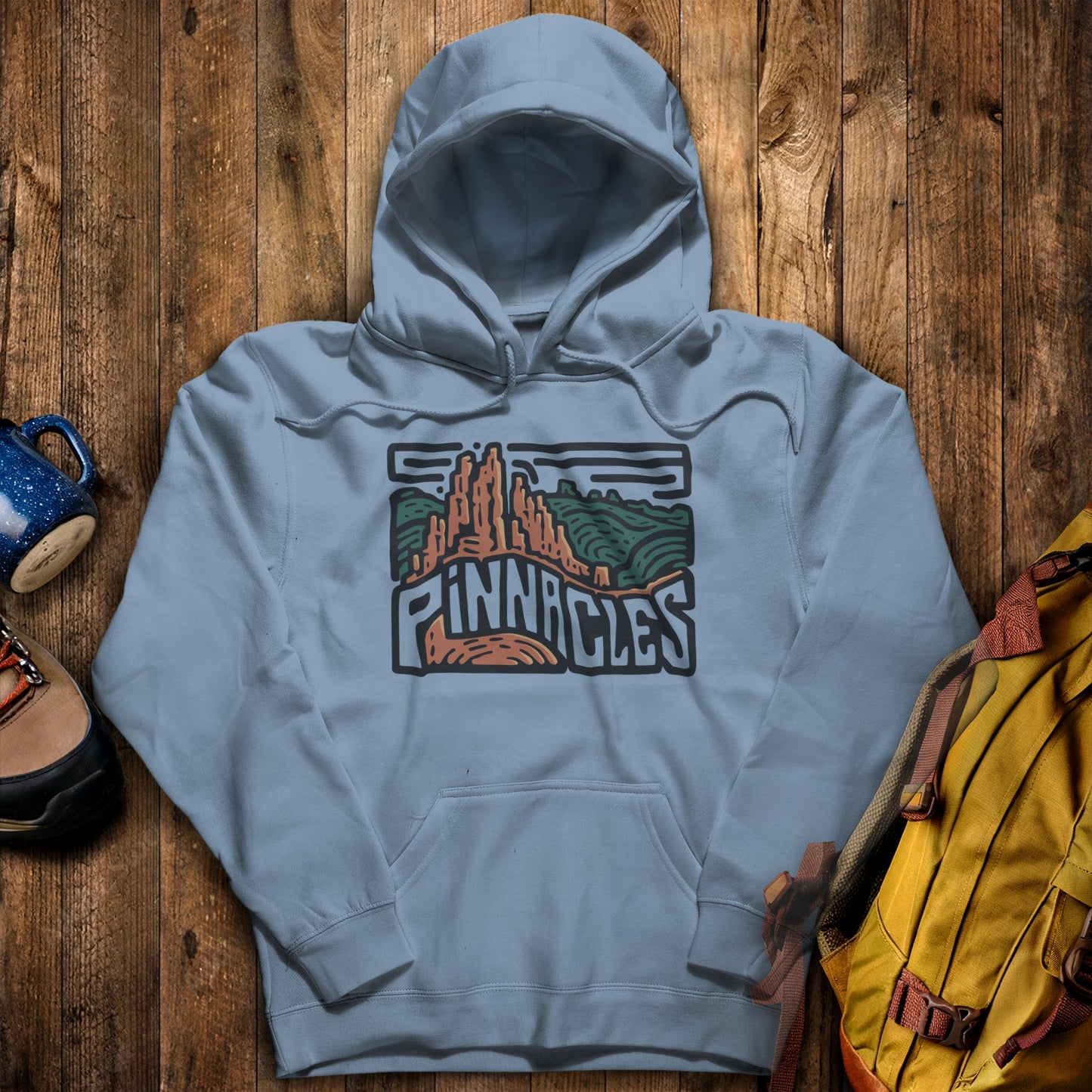 Pinnacles National Park Hoodie Stone Blue Adventure and Outdoors Themed Hoodie
