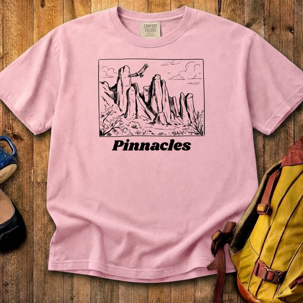 Pinnacles Line Drawing Cotton T-Shirt