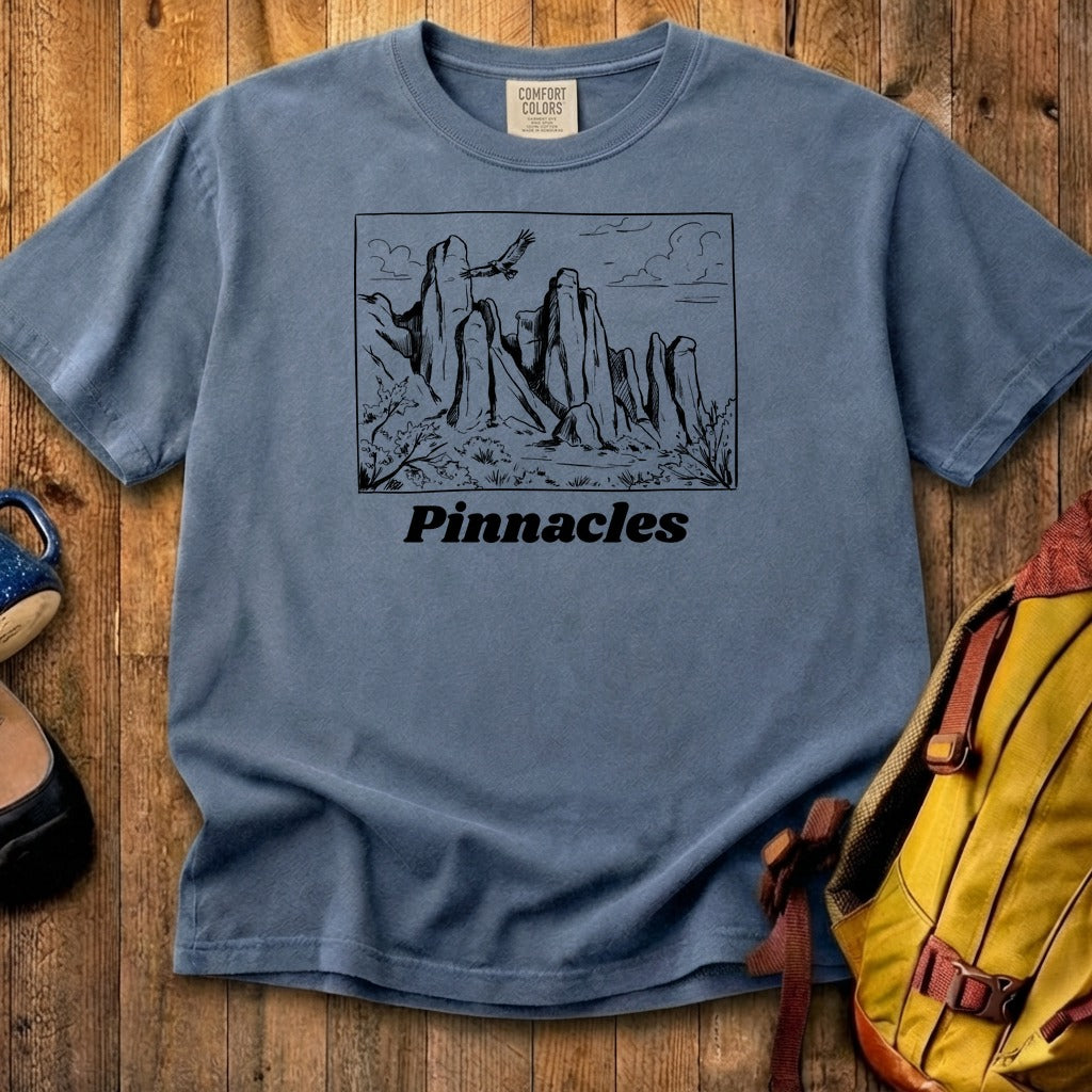Pinnacles Line Drawing Cotton T-Shirt