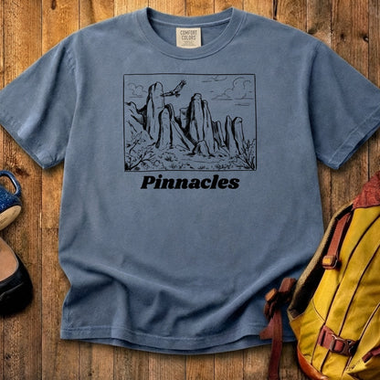 Pinnacles Line Drawing Cotton T-Shirt