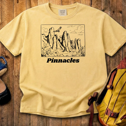 Pinnacles Line Drawing Cotton T-Shirt