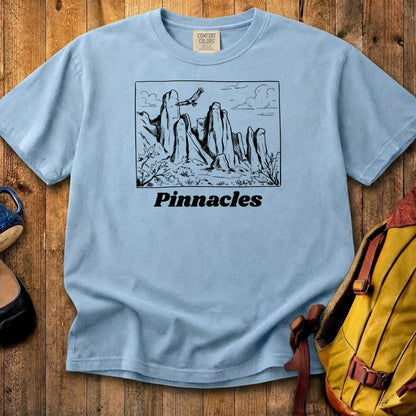 Pinnacles Line Drawing Cotton T-Shirt