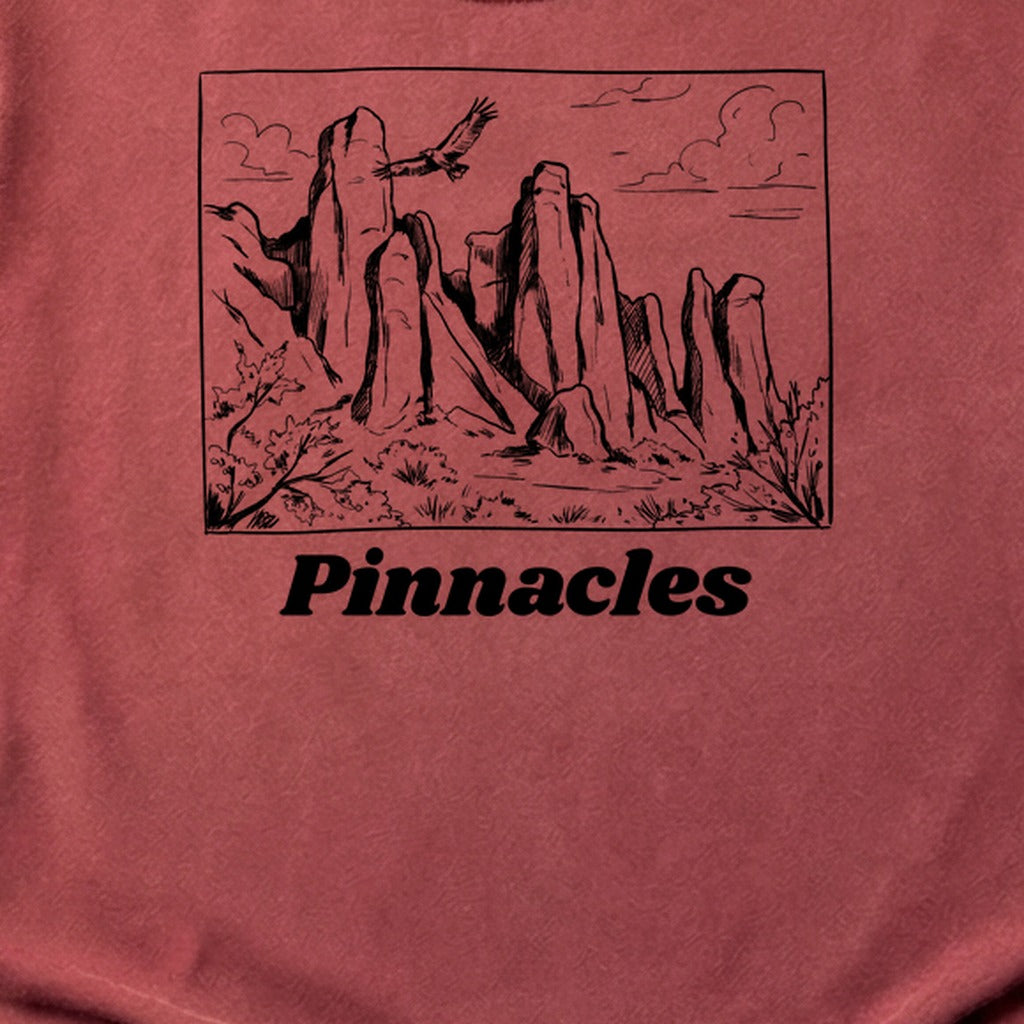 Pinnacles Line Drawing Cotton T-Shirt