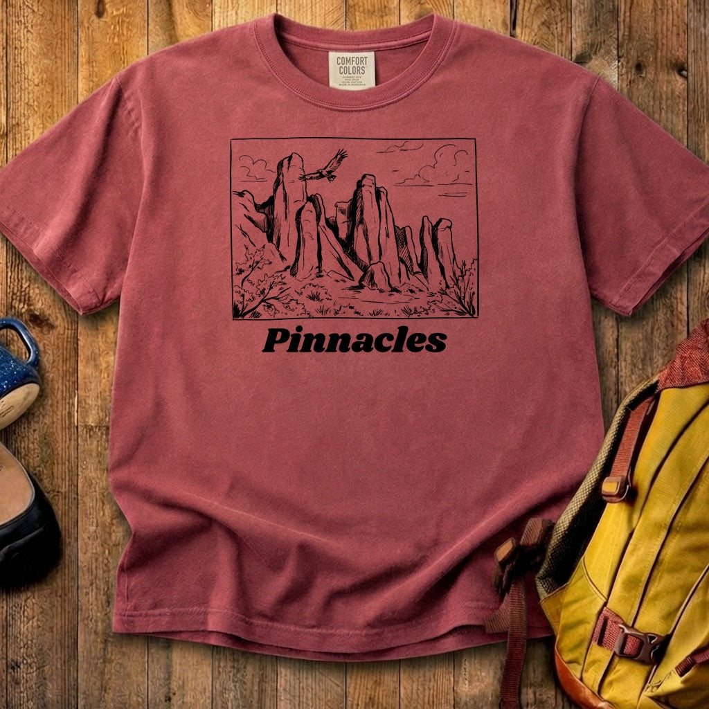 Pinnacles Line Drawing Cotton T-Shirt
