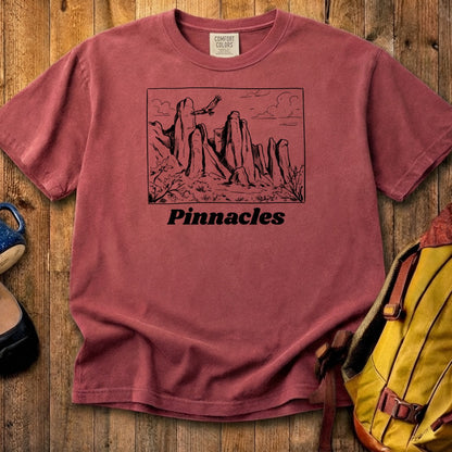 Pinnacles Line Drawing Cotton T-Shirt