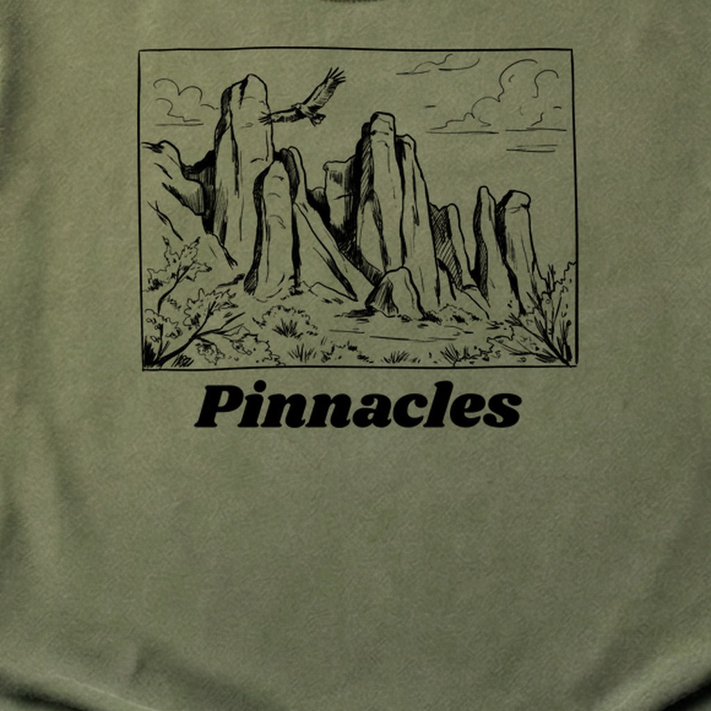 Pinnacles Line Drawing Cotton T-Shirt