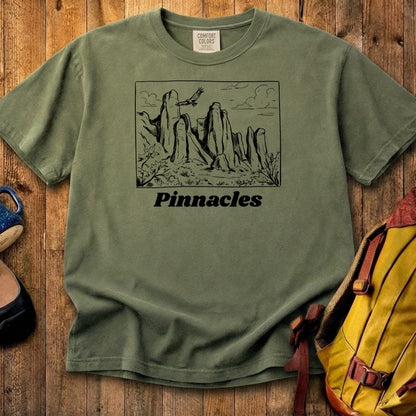 Pinnacles Line Drawing Cotton T-Shirt