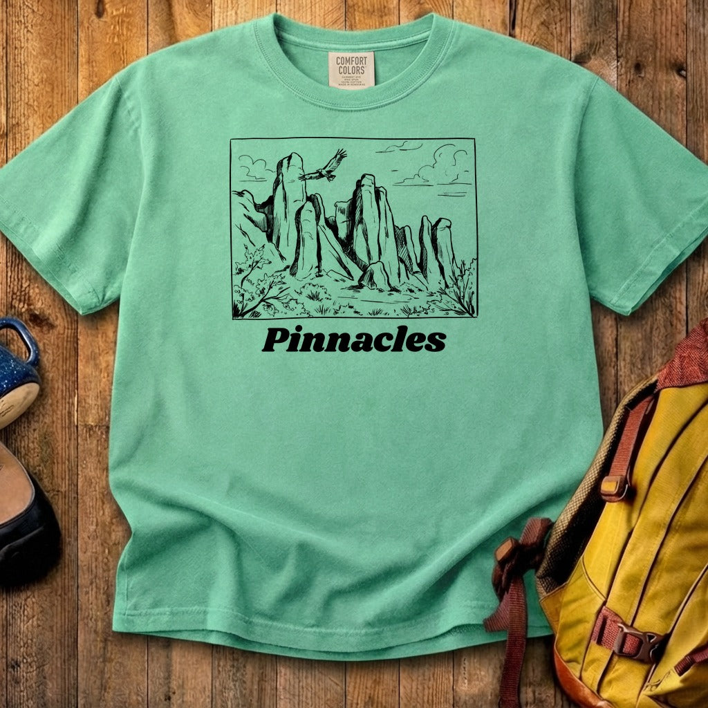 Pinnacles Line Drawing Cotton T-Shirt