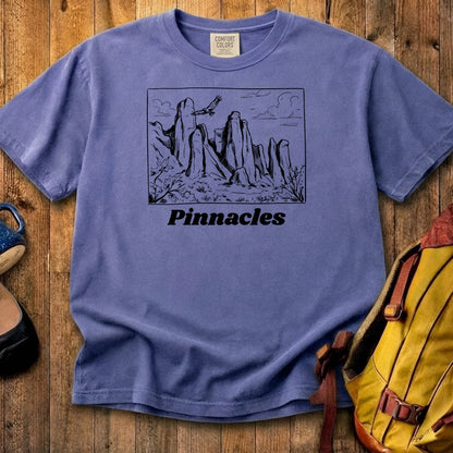 Pinnacles Line Drawing Cotton T-Shirt