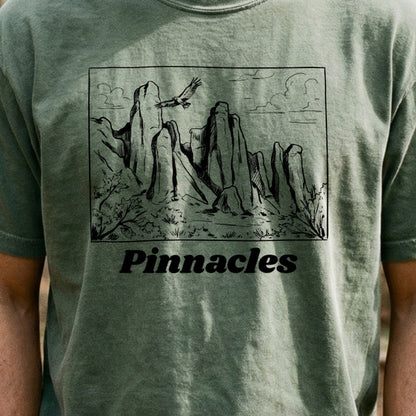 Pinnacles Line Drawing Cotton T-Shirt