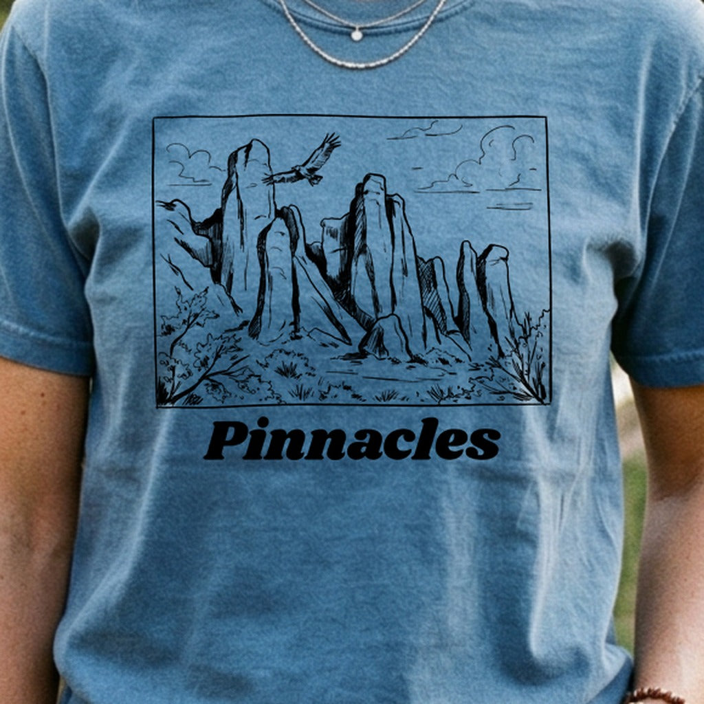 Pinnacles Line Drawing Cotton T-Shirt