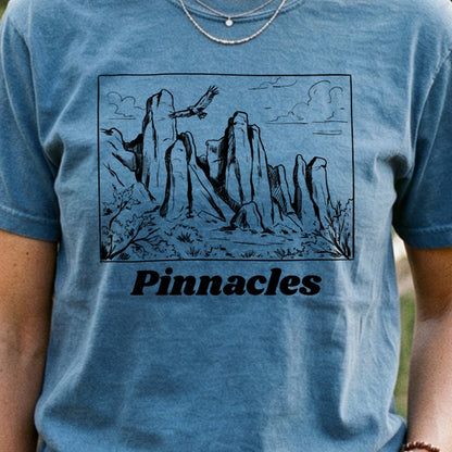 Pinnacles Line Drawing Cotton T-Shirt