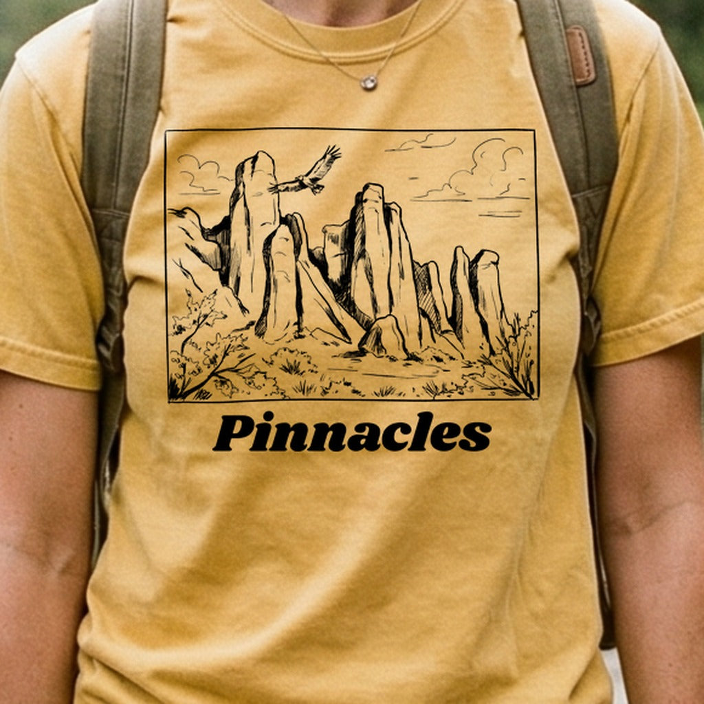 Pinnacles Line Drawing Cotton T-Shirt