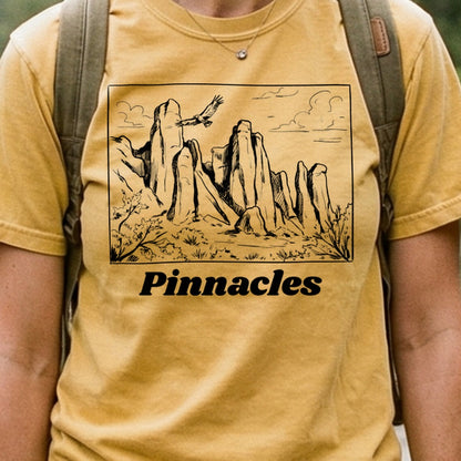 Pinnacles Line Drawing Cotton T-Shirt