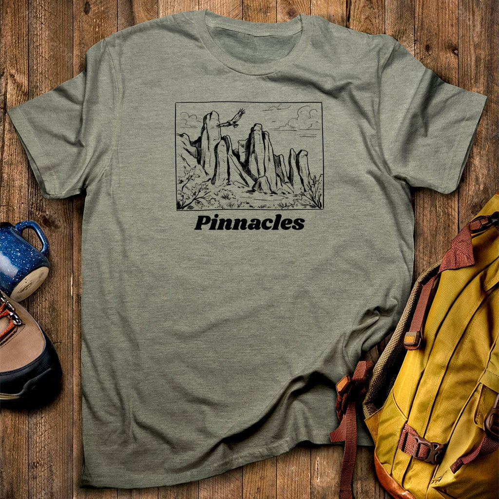 Pinnacles Line Drawing T-Shirt