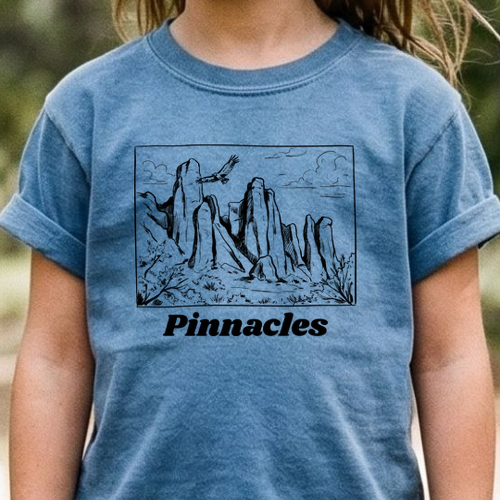 Pinnacles Line Drawing Kids Cotton T-Shirt