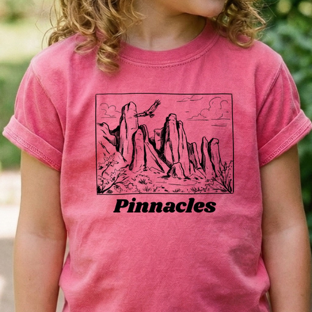 Pinnacles Line Drawing Kids Cotton T-Shirt