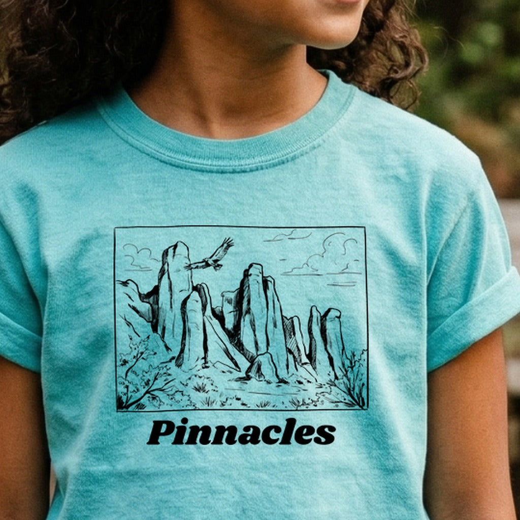 Pinnacles Line Drawing Kids Cotton T-Shirt