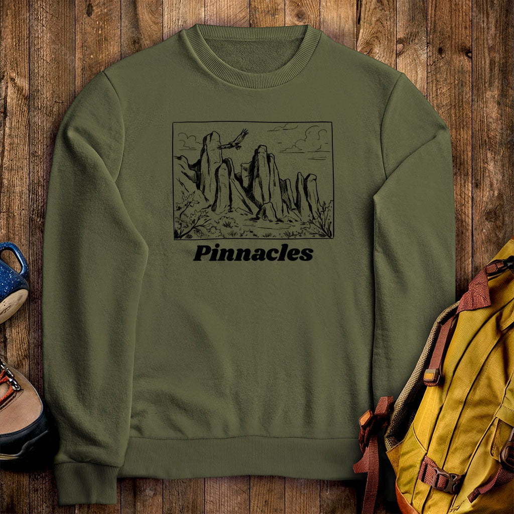 Pinnacles Line Drawing Crewneck Sweatshirt