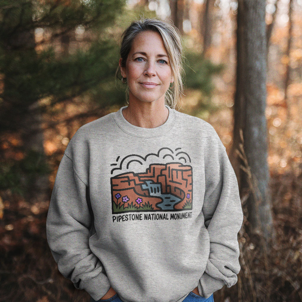 Pipestone National Monument Crewneck Sweatshirt Adventure and Outdoors Themed Sweatshirt