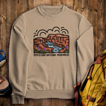 Pipestone National Monument Crewneck Sweatshirt Sand Adventure and Outdoors Themed Sweatshirt