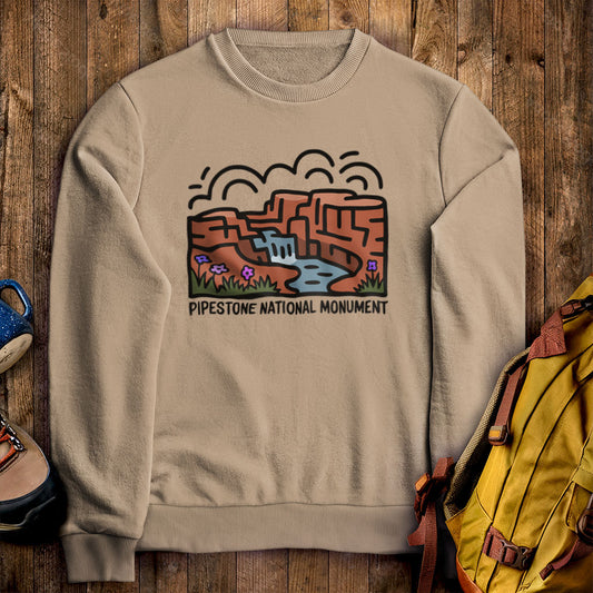 Pipestone National Monument Crewneck Sweatshirt Sand Adventure and Outdoors Themed Sweatshirt