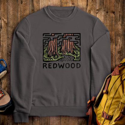 Redwood National Park Crewneck Sweatshirt Charcoal Adventure and Outdoors Themed Sweatshirt