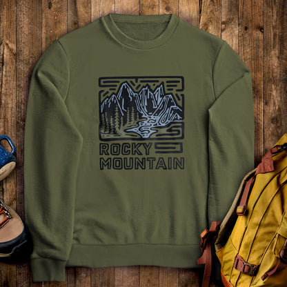Rocky Mountain National Park Crewneck Sweatshirt Military Green Adventure and Outdoors Themed Sweatshirt