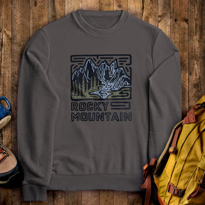 Rocky Mountain National Park Crewneck Sweatshirt Charcoal Adventure and Outdoors Themed Sweatshirt