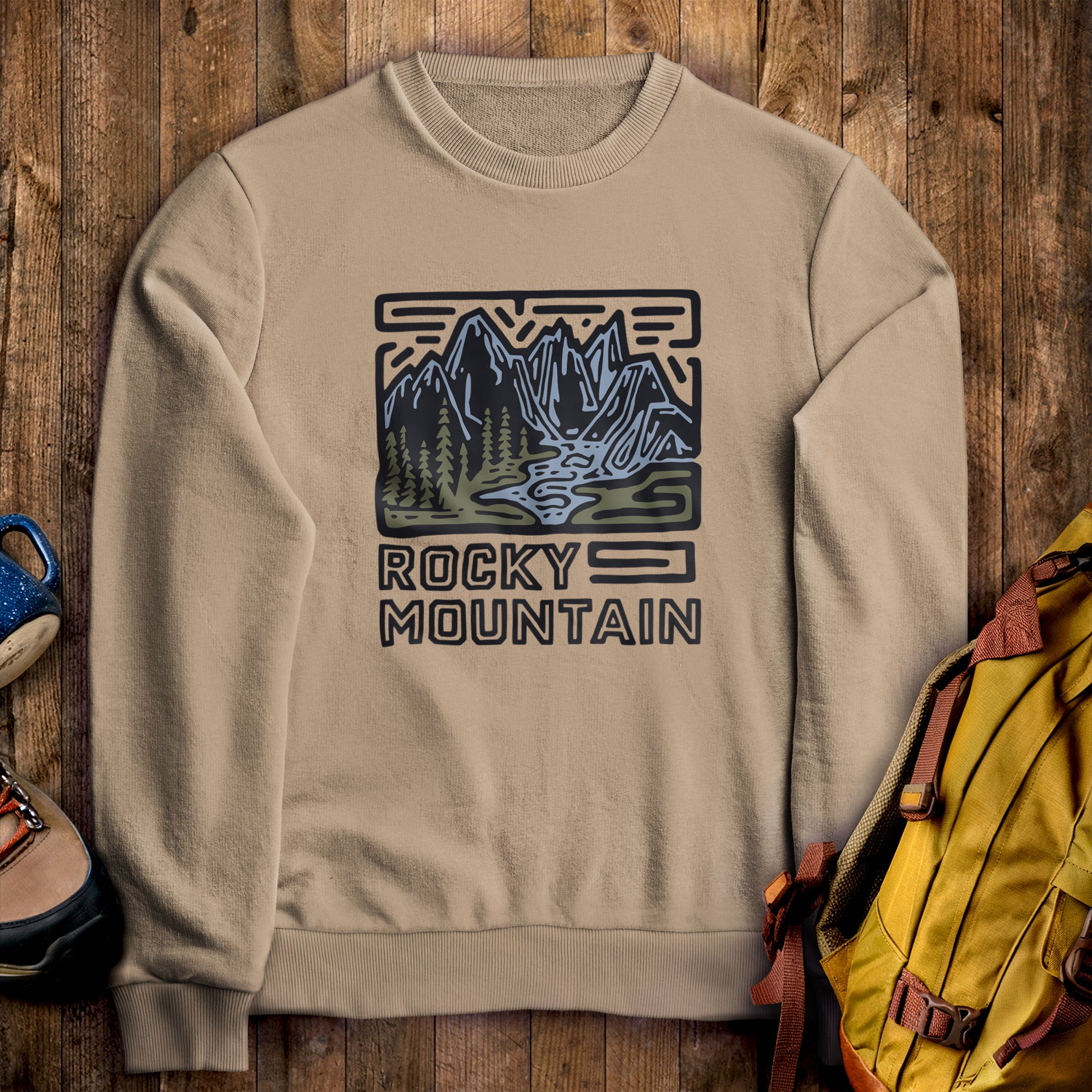 Rocky Mountain National Park Crewneck Sweatshirt Sand Adventure and Outdoors Themed Sweatshirt
