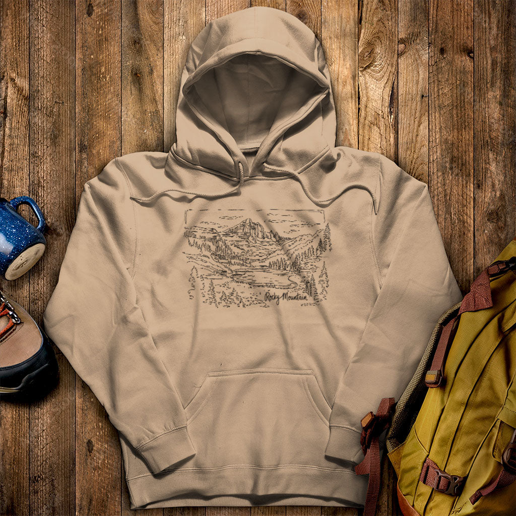 Rocky Mountain Line Drawing Hoodie