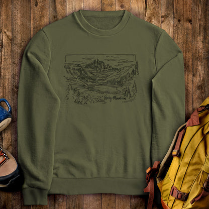 Rocky Mountain Line Drawing Crewneck Sweatshirt